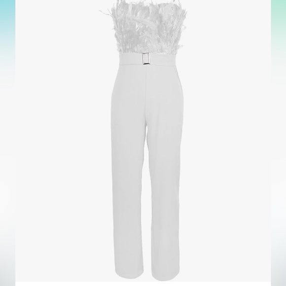 Elegant White Strapless Jumpsuit - Picture 3 of 7